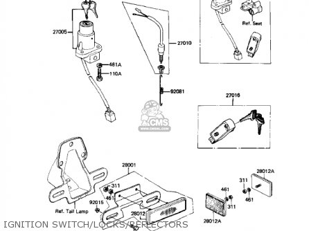IGNITION SWITCH/LOCKS/REFLECTORS - KZ250W1 LTD 1983 USA CANADA BELT DRIVE