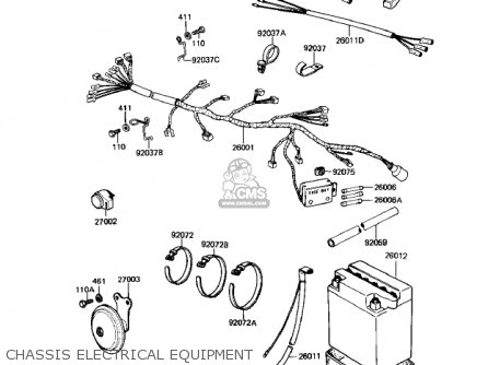 CHASSIS ELECTRICAL EQUIPMENT - KZ250W1 LTD 1983 USA CANADA BELT DRIVE