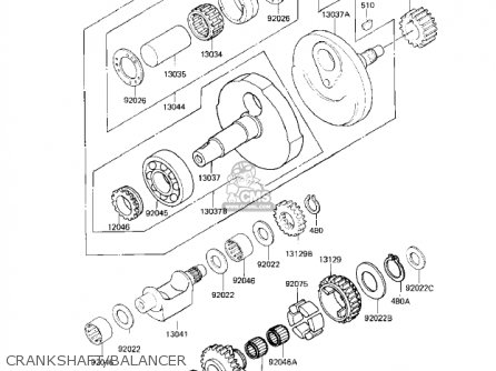 CRANKSHAFT/BALANCER - KZ250W1 LTD 1983 USA CANADA BELT DRIVE