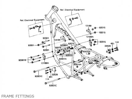 FRAME FITTINGS - KZ250W1 LTD 1983 USA CANADA BELT DRIVE