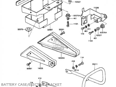 BATTERY CASE/ELECTRO BRACKET - KZ250W1 LTD 1983 USA CANADA BELT DRIVE