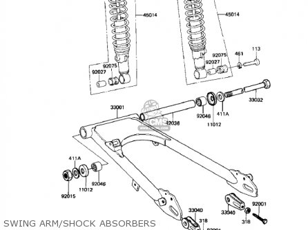 SWING ARM/SHOCK ABSORBERS - KZ250W1 LTD 1983 USA CANADA BELT DRIVE
