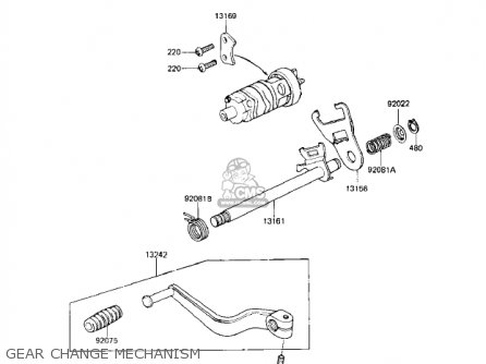 GEAR CHANGE MECHANISM - KZ250W1 LTD 1983 USA CANADA BELT DRIVE