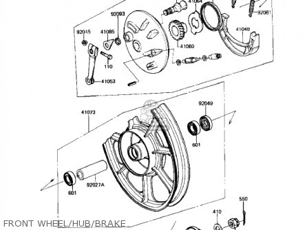 FRONT WHEEL/HUB/BRAKE - KZ250W1 LTD 1983 USA CANADA BELT DRIVE