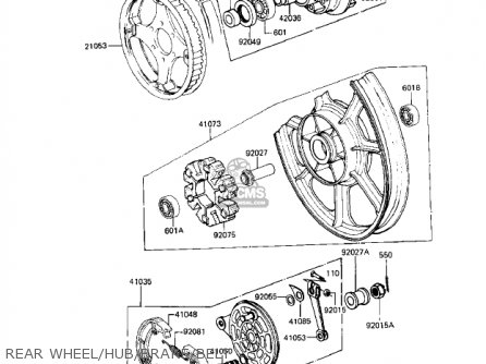 REAR WHEEL/HUB/BRAKE/BELT - KZ250W1 LTD 1983 USA CANADA BELT DRIVE