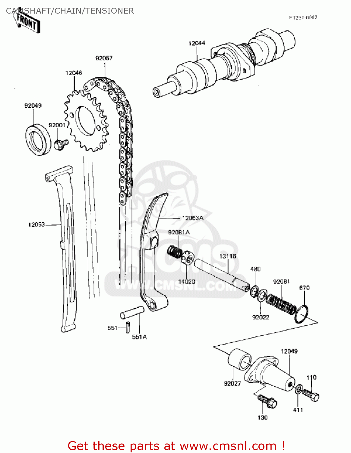 CAMSHAFT/CHAIN/TENSIONER KZ305A1 CSR 1981 USA