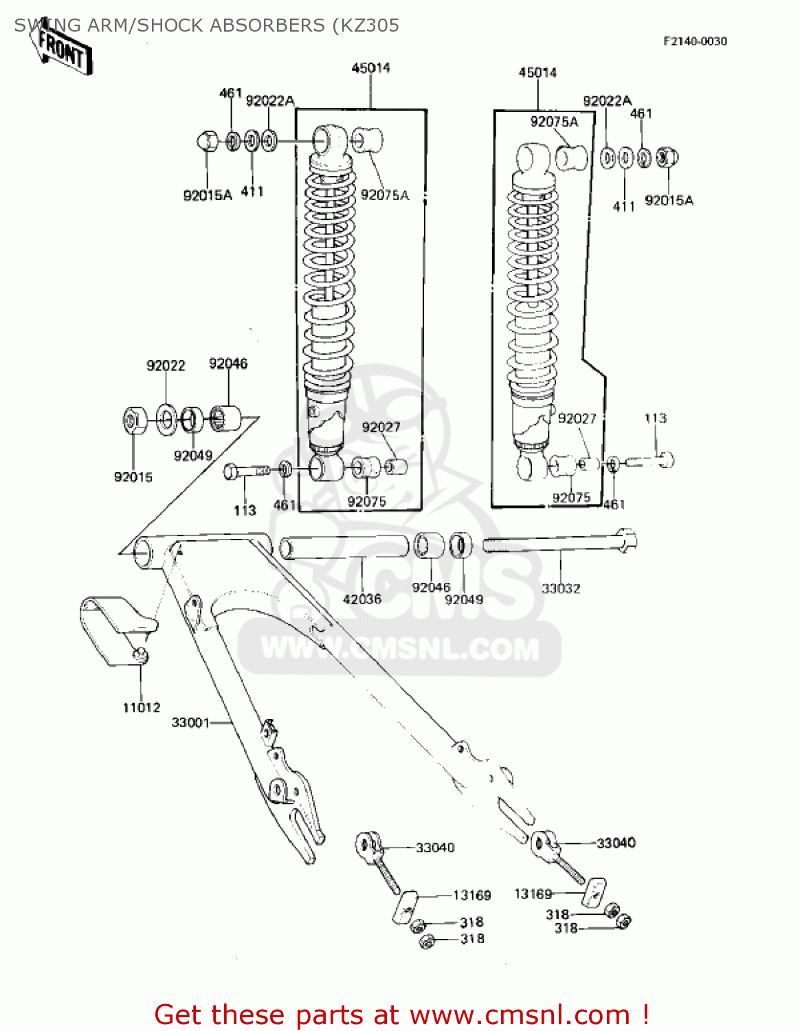 SWING ARM/SHOCK ABSORBERS (KZ305 KZ305A1 CSR 1981 USA