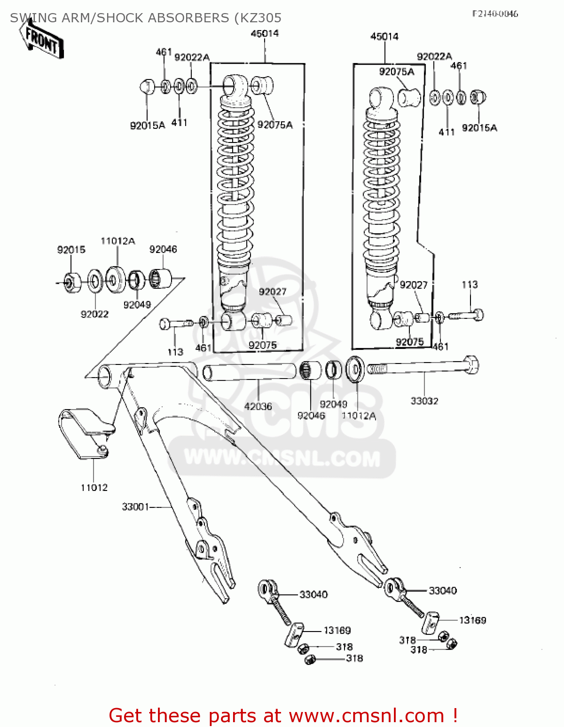 SWING ARM/SHOCK ABSORBERS (KZ305 KZ305A1 CSR 1981 USA