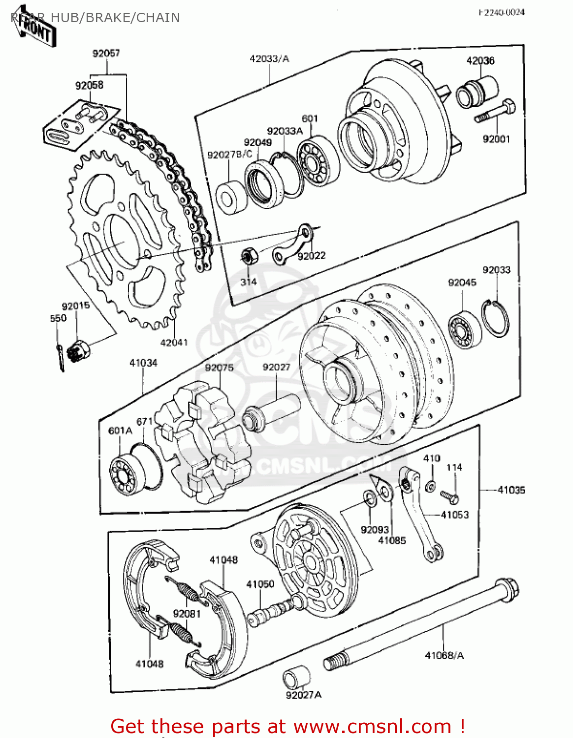 REAR HUB/BRAKE/CHAIN KZ305A1 CSR 1981 USA