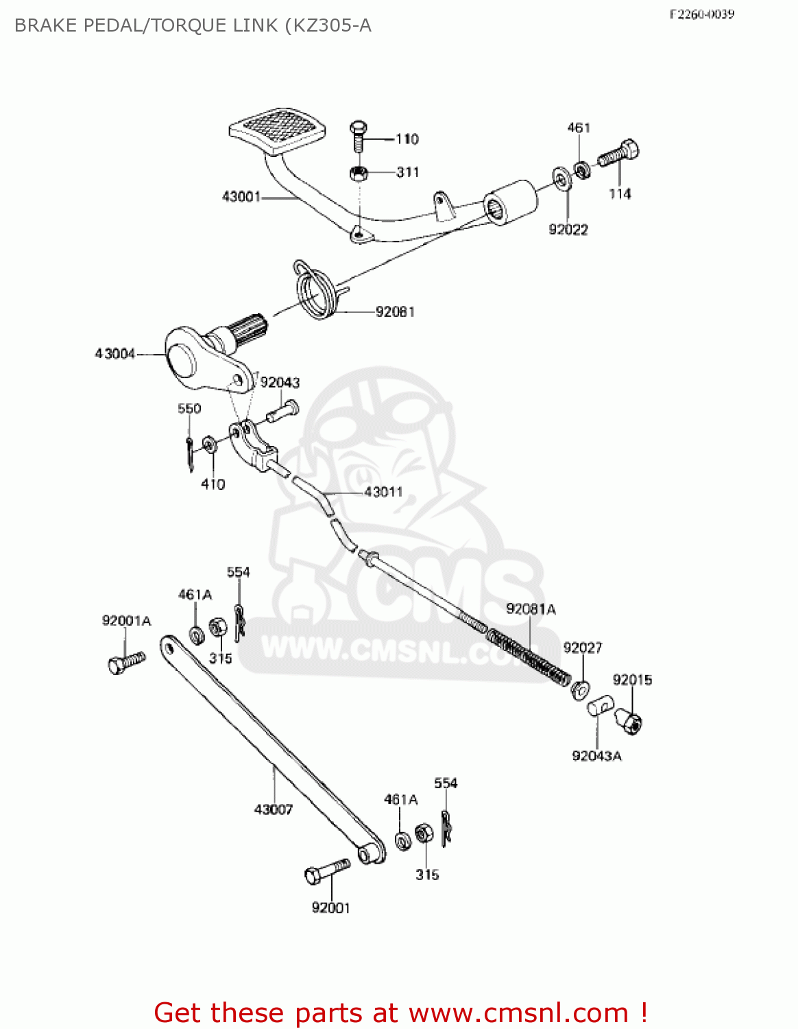 BRAKE PEDAL/TORQUE LINK (KZ305-A KZ305A1 CSR 1981 USA