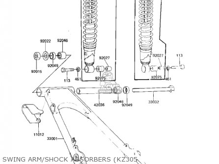 SWING ARM/SHOCK ABSORBERS (KZ305 - KZ305A1 CSR 1981 USA