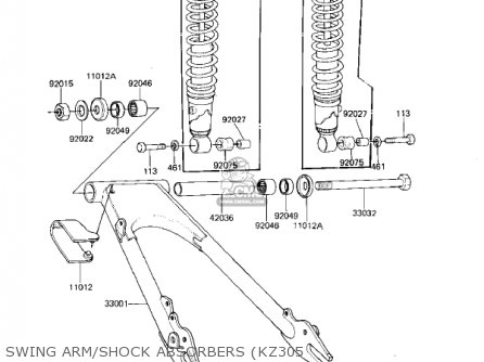 SWING ARM/SHOCK ABSORBERS (KZ305 - KZ305A1 CSR 1981 USA