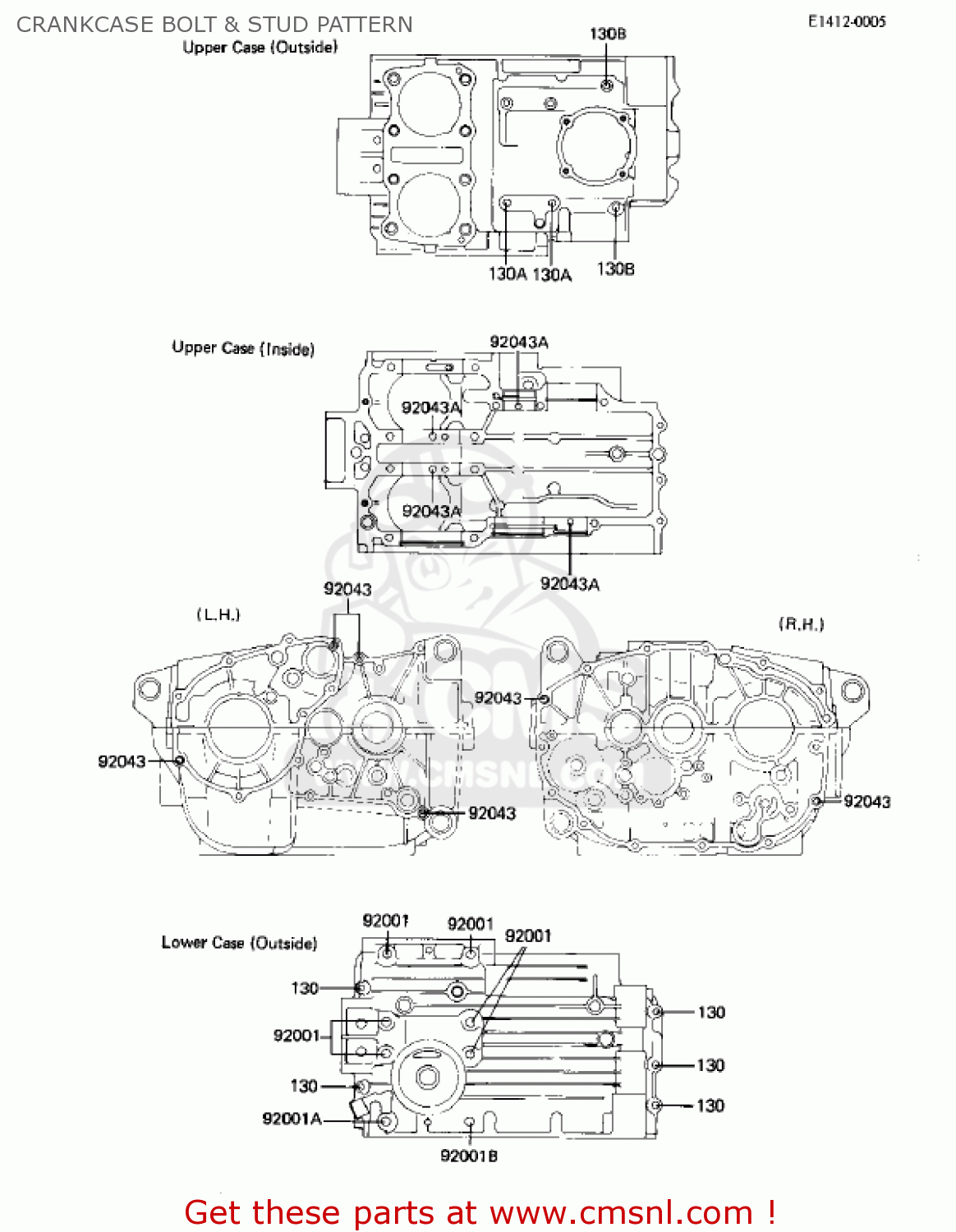 CRANKCASE BOLT & STUD PATTERN KZ305A2 CSR 1982 USA