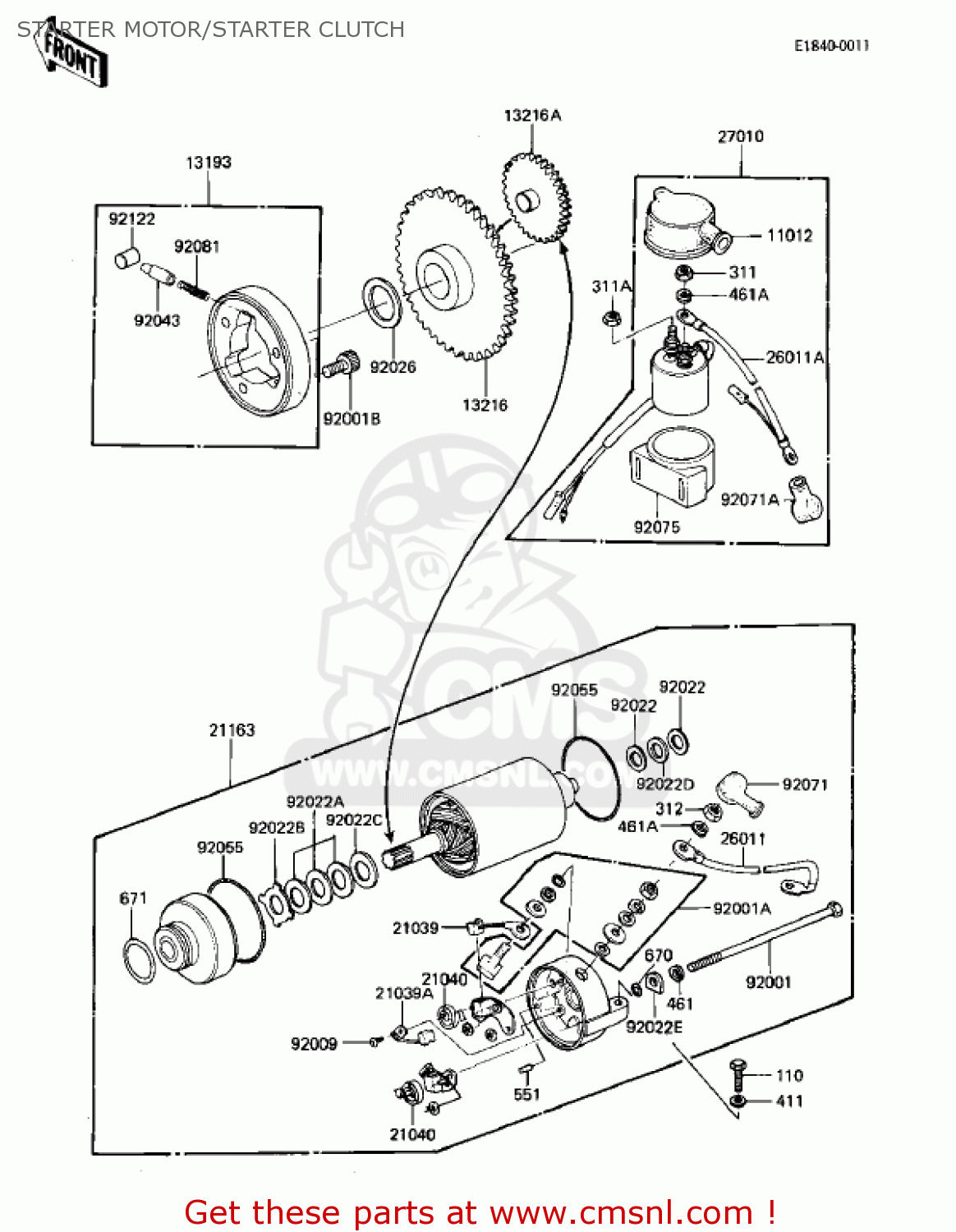 STARTER MOTOR/STARTER CLUTCH KZ305A2 CSR 1982 USA
