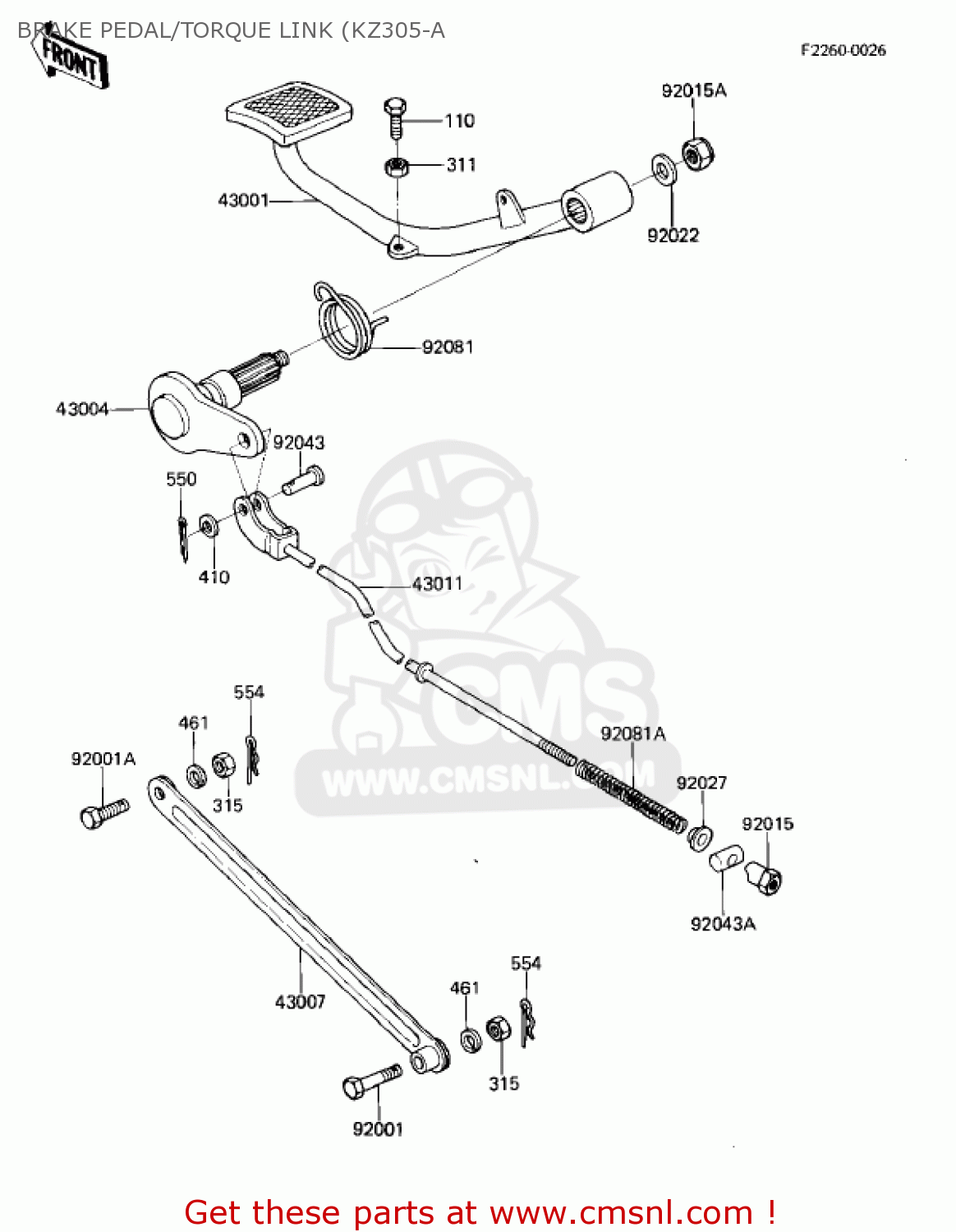 BRAKE PEDAL/TORQUE LINK (KZ305-A KZ305A2 CSR 1982 USA