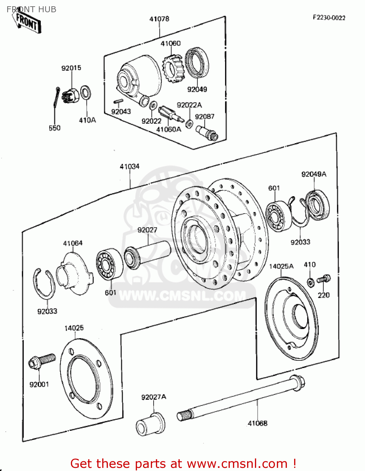 FRONT HUB KZ305A2 CSR 1982 USA