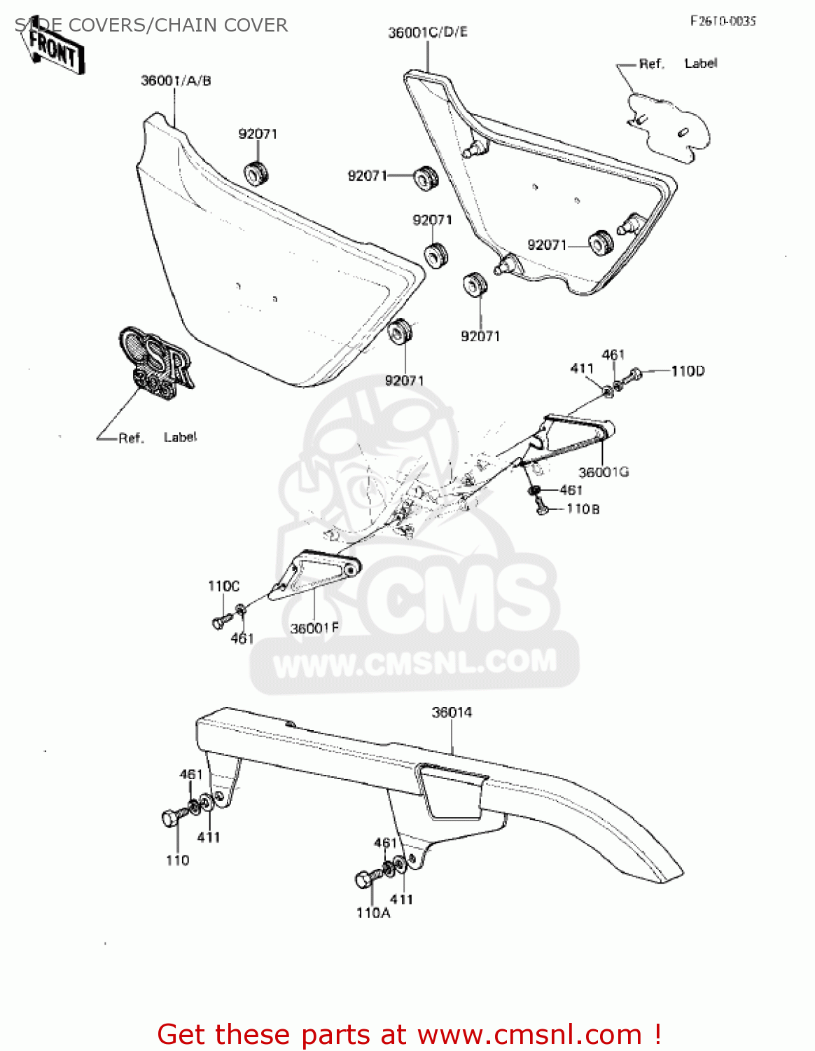 SIDE COVERS/CHAIN COVER KZ305A2 CSR 1982 USA