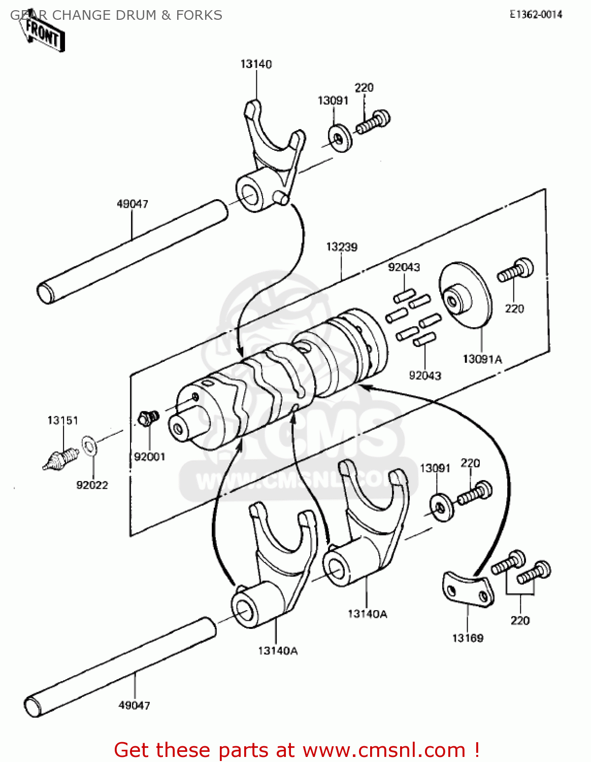 GEAR CHANGE DRUM & FORKS KZ305A2 CSR 1982 USA