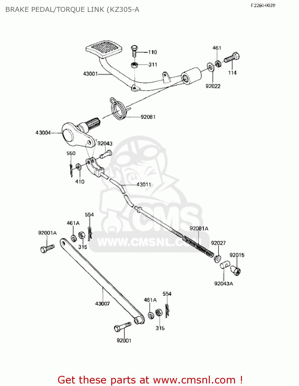 BRAKE PEDAL/TORQUE LINK (KZ305-A KZ305A2 CSR 1982 USA