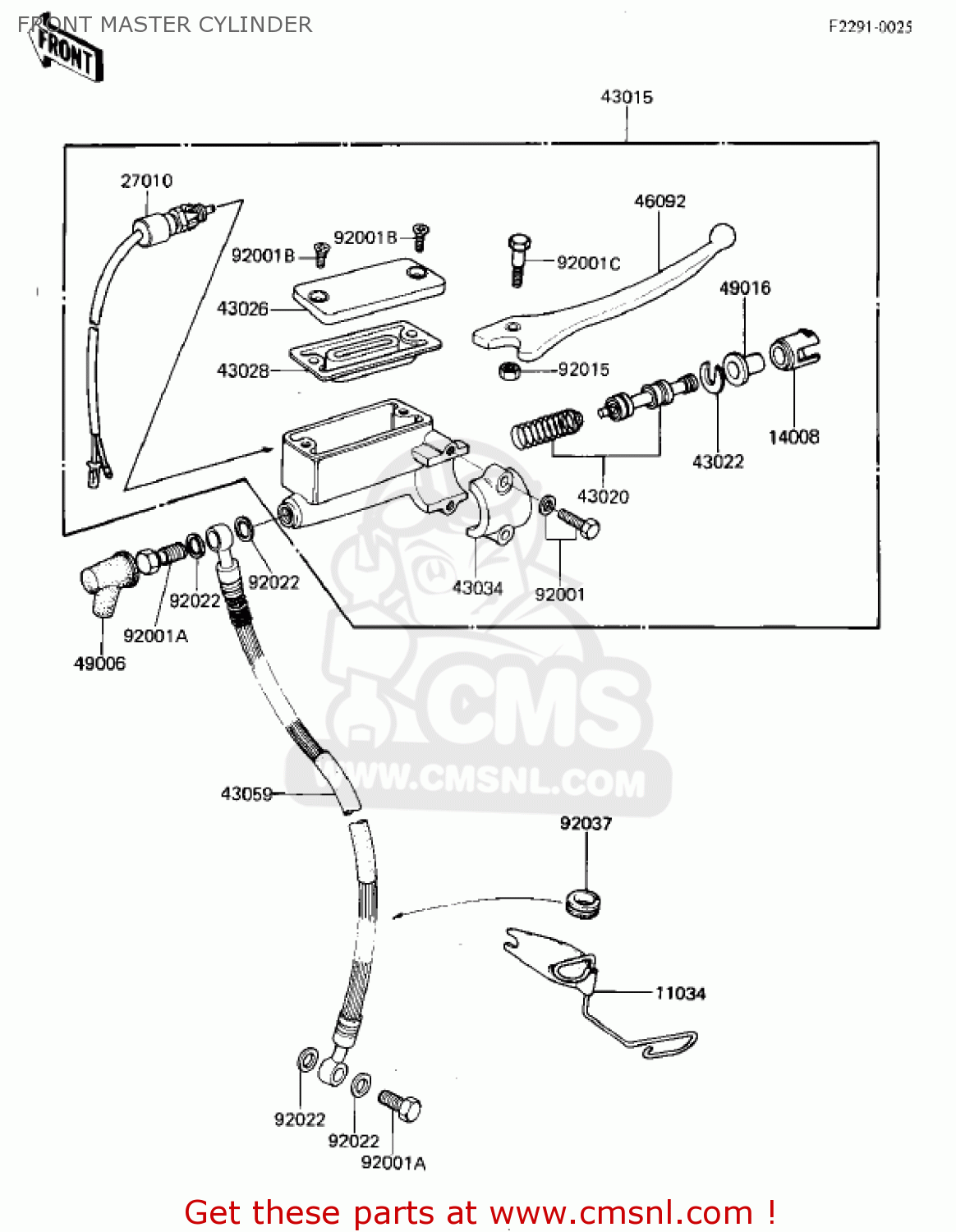 FRONT MASTER CYLINDER KZ305A2 CSR 1982 USA