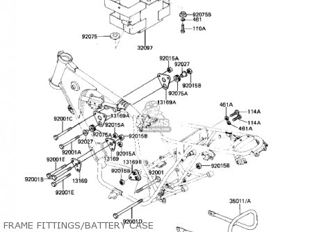 FRAME FITTINGS/BATTERY CASE - KZ305A2 CSR 1982 USA