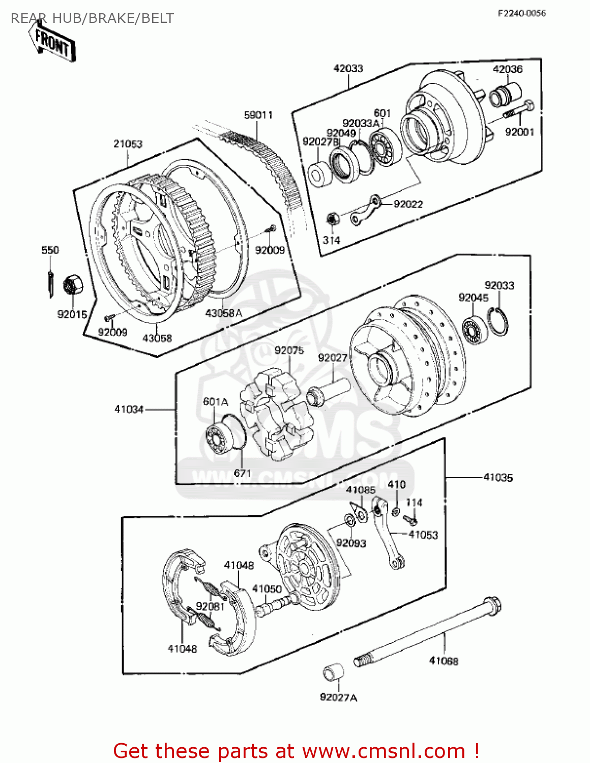 REAR HUB/BRAKE/BELT KZ305B1 CSR 1982 USA / BELT DRIVE