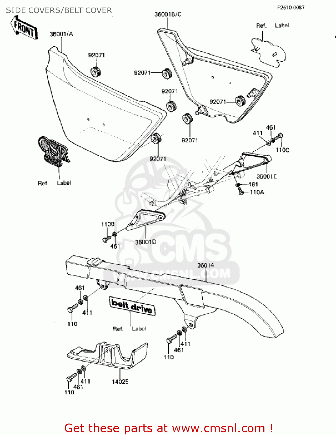 SIDE COVERS/BELT COVER KZ305B1 CSR 1982 USA / BELT DRIVE