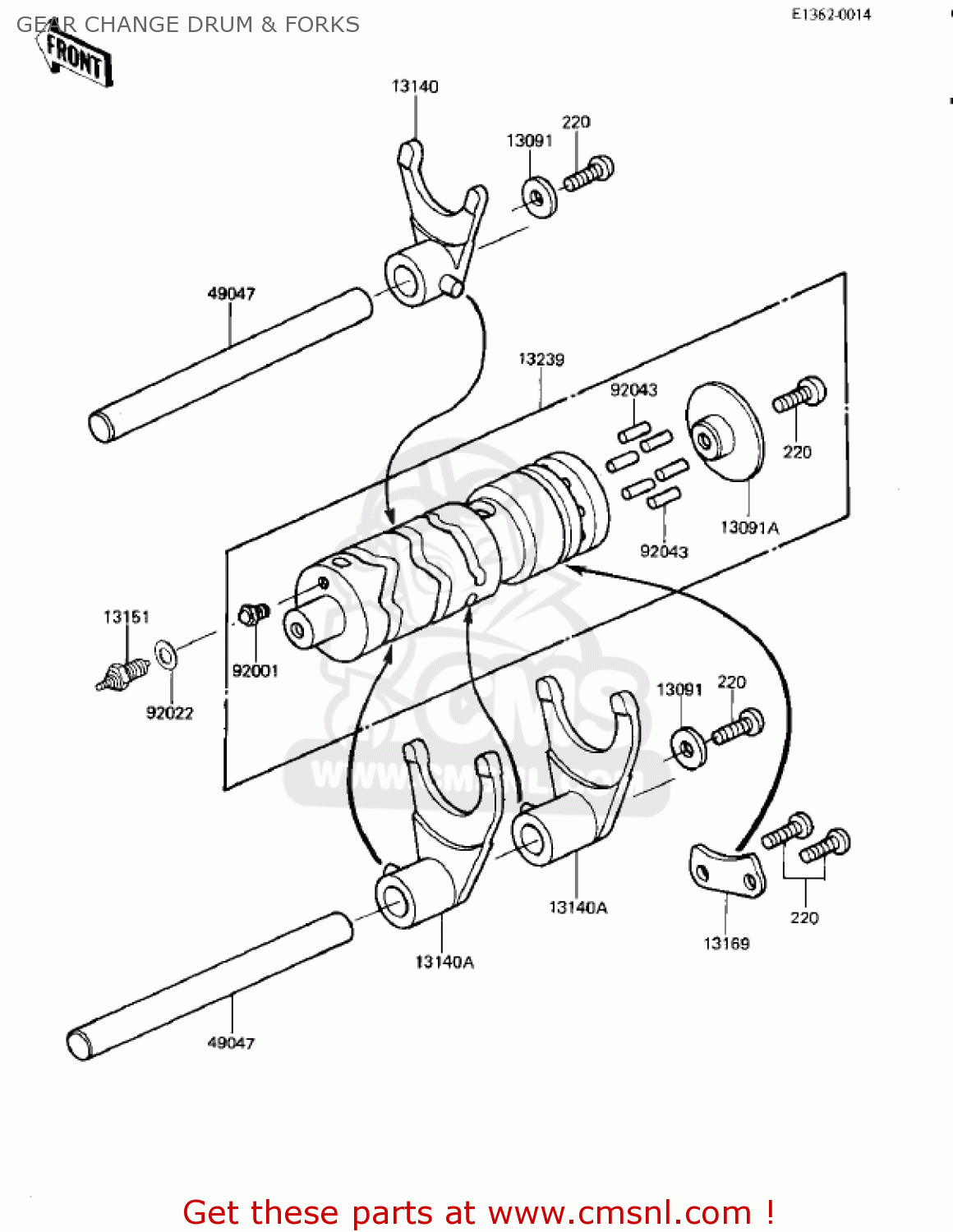 GEAR CHANGE DRUM & FORKS KZ305B1 CSR 1982 USA / BELT DRIVE