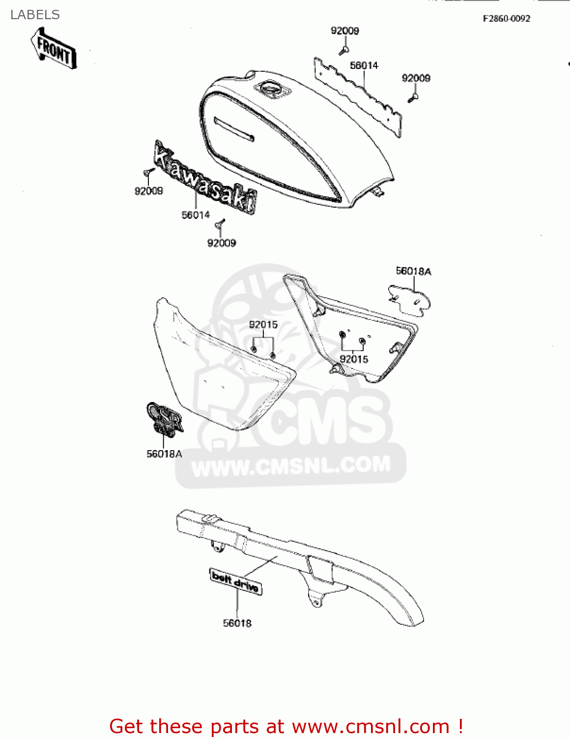 LABELS KZ305B1 CSR 1982 USA / BELT DRIVE