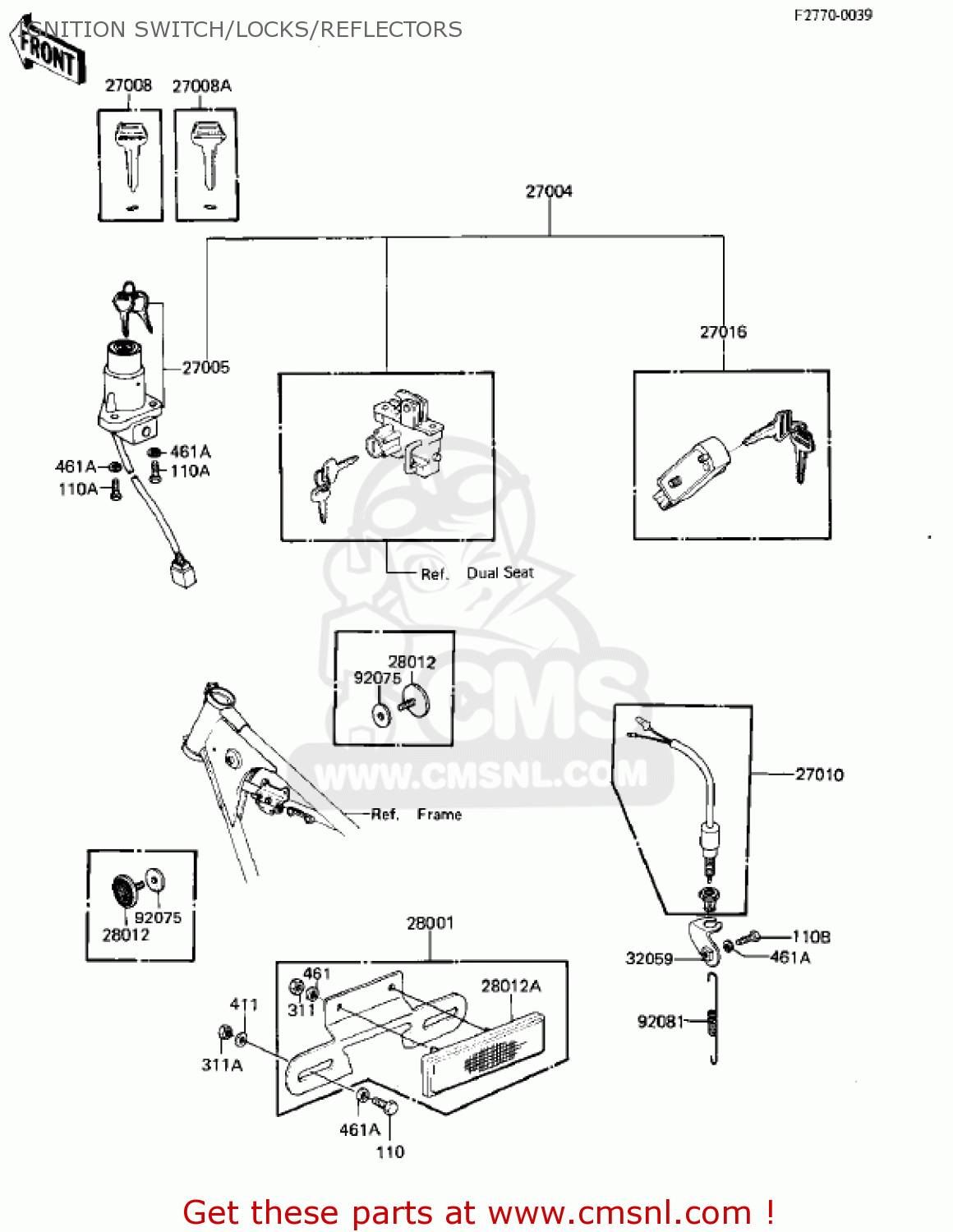 IGNITION SWITCH/LOCKS/REFLECTORS KZ305B1 CSR 1982 USA / BELT DRIVE