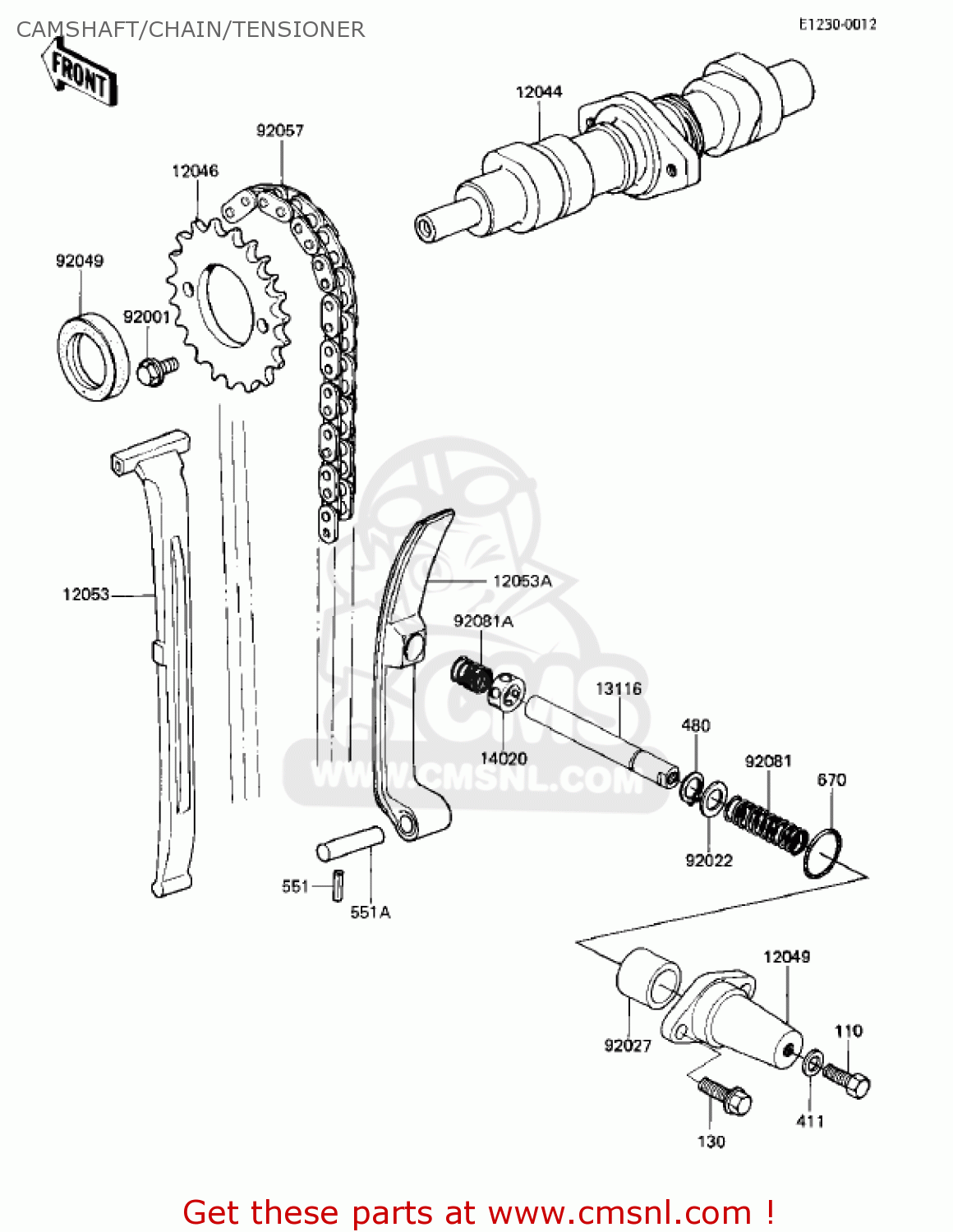 CAMSHAFT/CHAIN/TENSIONER KZ305B1 CSR 1982 USA / BELT DRIVE