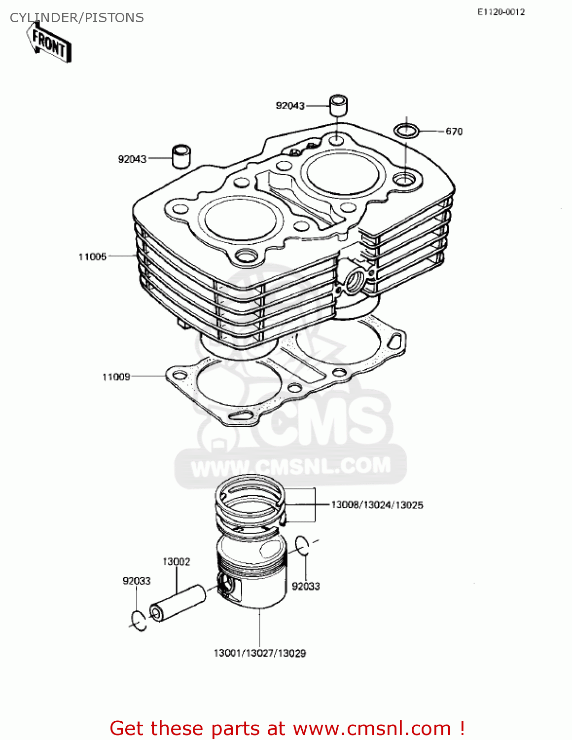 CYLINDER/PISTONS KZ305B1 CSR 1982 USA / BELT DRIVE