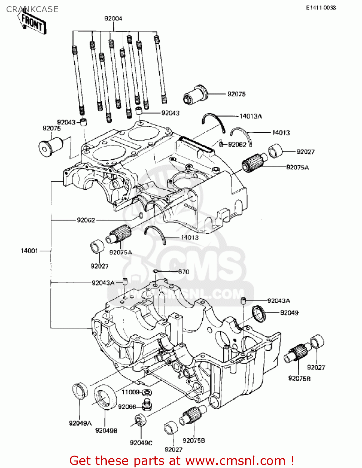 CRANKCASE KZ305B1 CSR 1982 USA / BELT DRIVE