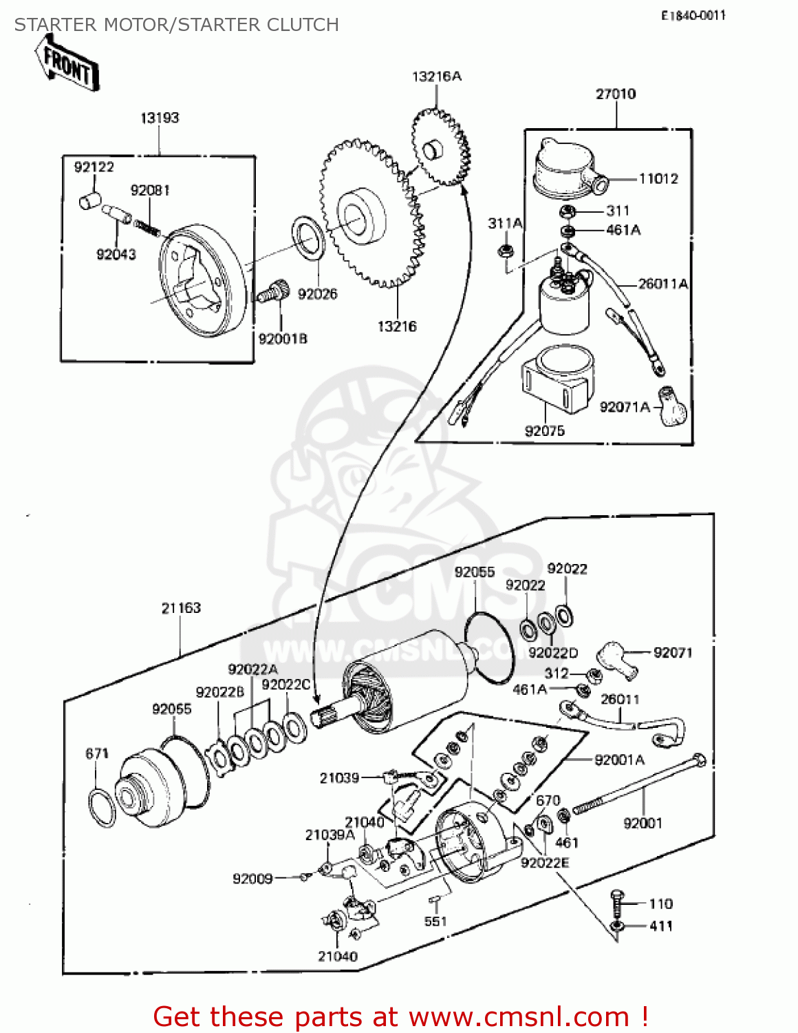 STARTER MOTOR/STARTER CLUTCH KZ305B1 CSR 1982 USA / BELT DRIVE