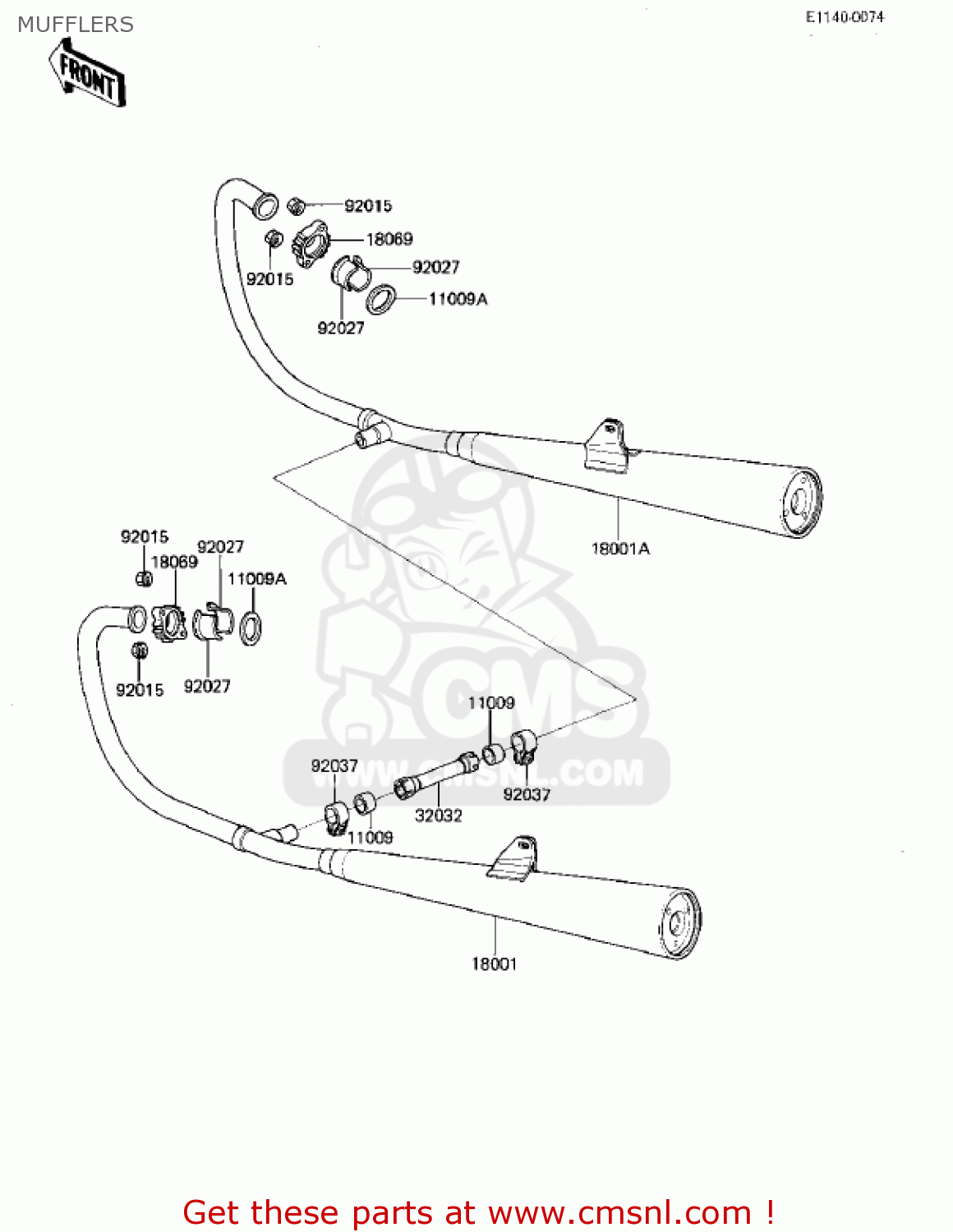 MUFFLERS KZ305B1 CSR 1982 USA / BELT DRIVE