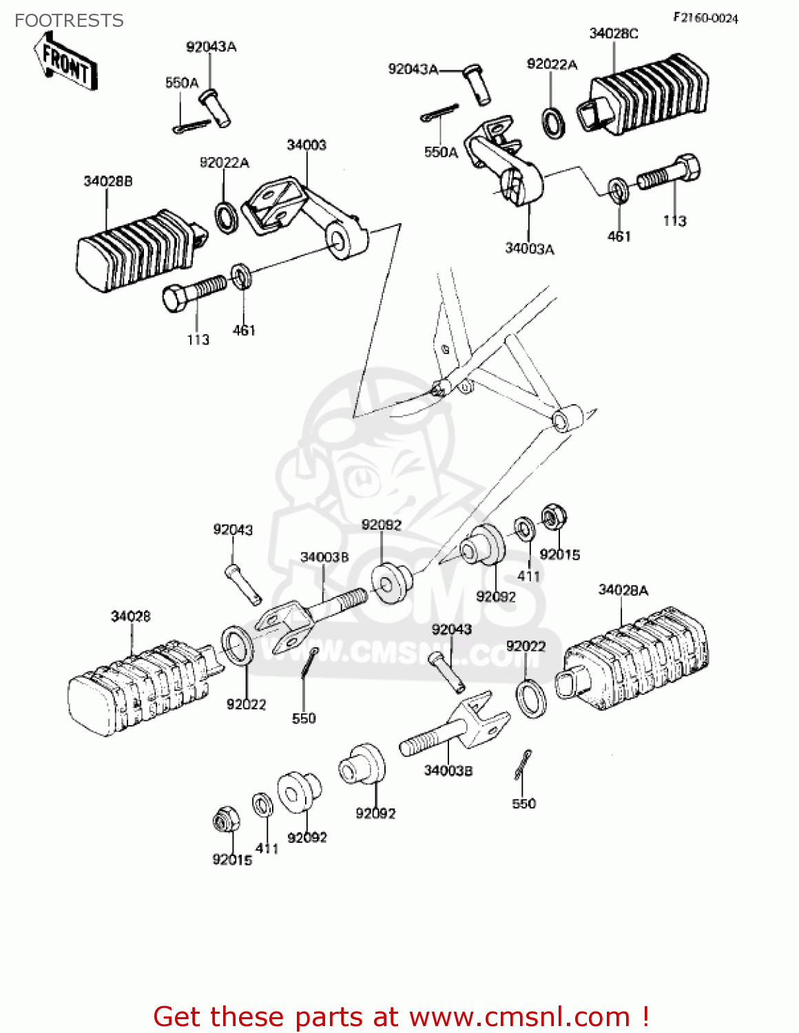 FOOTRESTS KZ305B1 CSR 1982 USA / BELT DRIVE