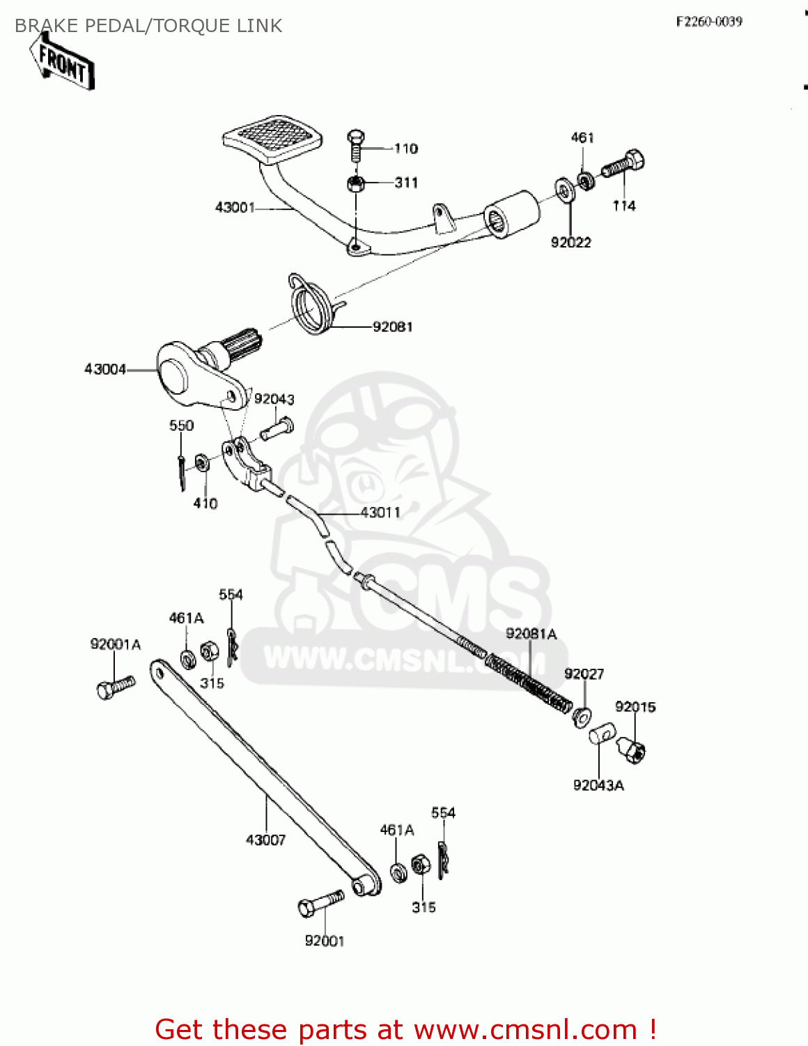 BRAKE PEDAL/TORQUE LINK KZ305B1 CSR 1982 USA / BELT DRIVE