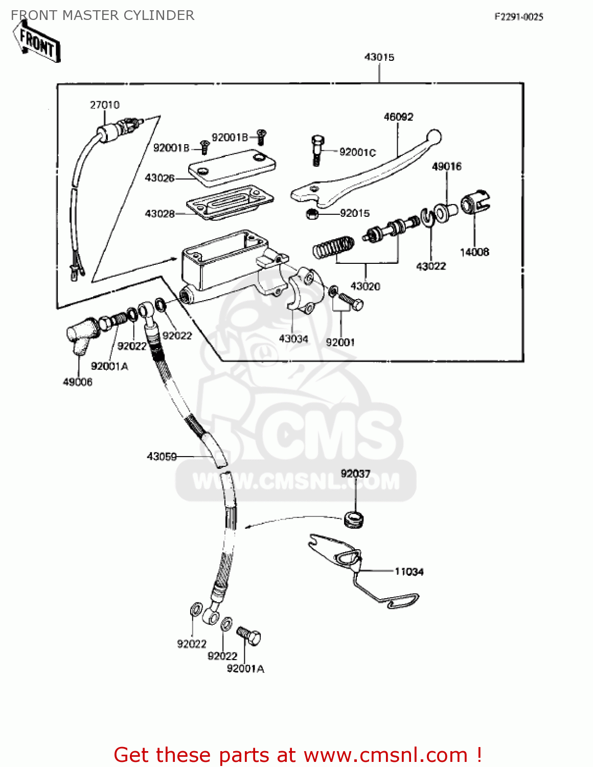 FRONT MASTER CYLINDER KZ305B1 CSR 1982 USA / BELT DRIVE