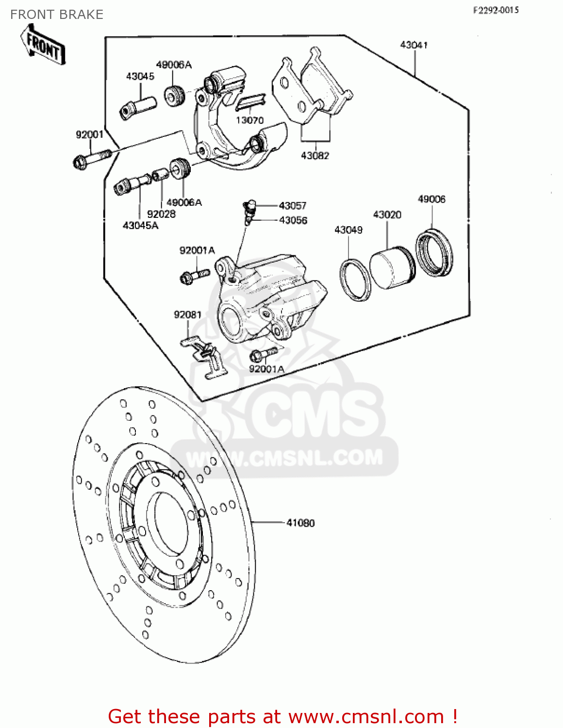 FRONT BRAKE KZ305B1 CSR 1982 USA / BELT DRIVE