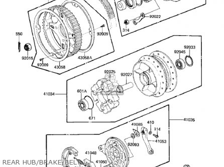 REAR HUB/BRAKE/BELT - KZ305B1 CSR 1982 USA / BELT DRIVE