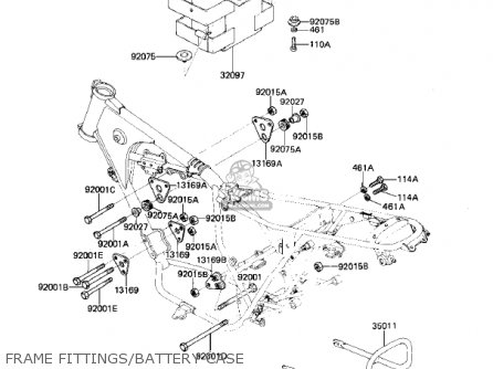 FRAME FITTINGS/BATTERY CASE - KZ305B1 CSR 1982 USA / BELT DRIVE
