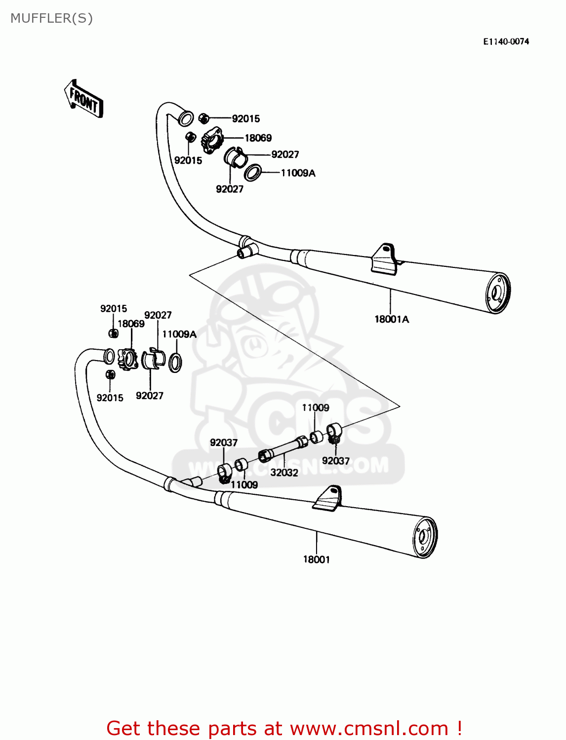 MUFFLER(S) KZ305B2 LTD305 1987 USA CALIFORNIA