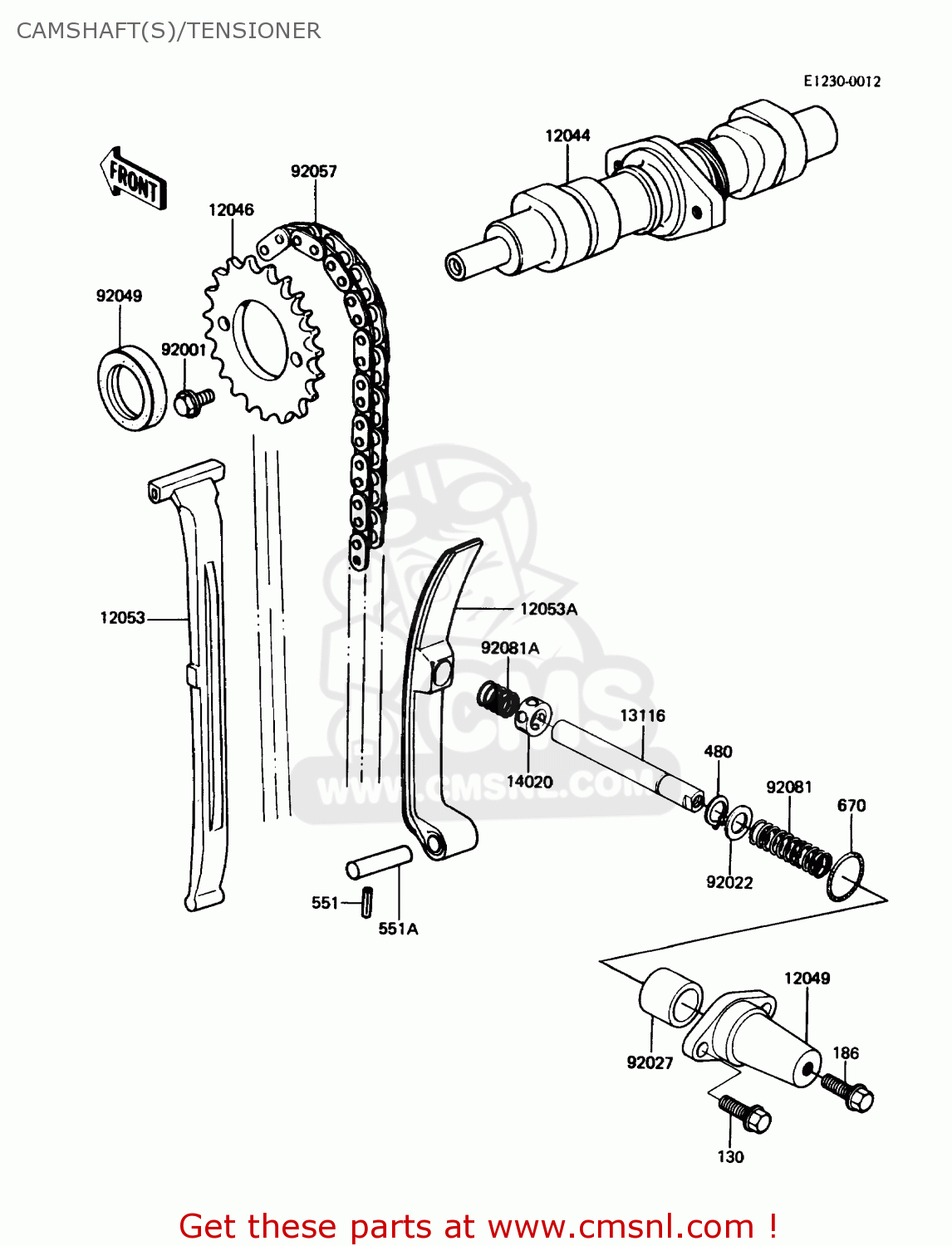 CAMSHAFT(S)/TENSIONER KZ305B2 LTD305 1987 USA CALIFORNIA
