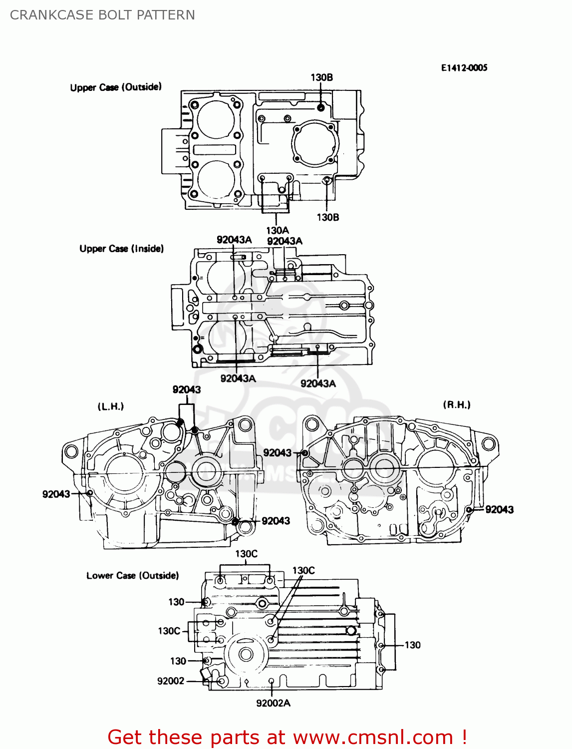 CRANKCASE BOLT PATTERN KZ305B2 LTD305 1987 USA CALIFORNIA