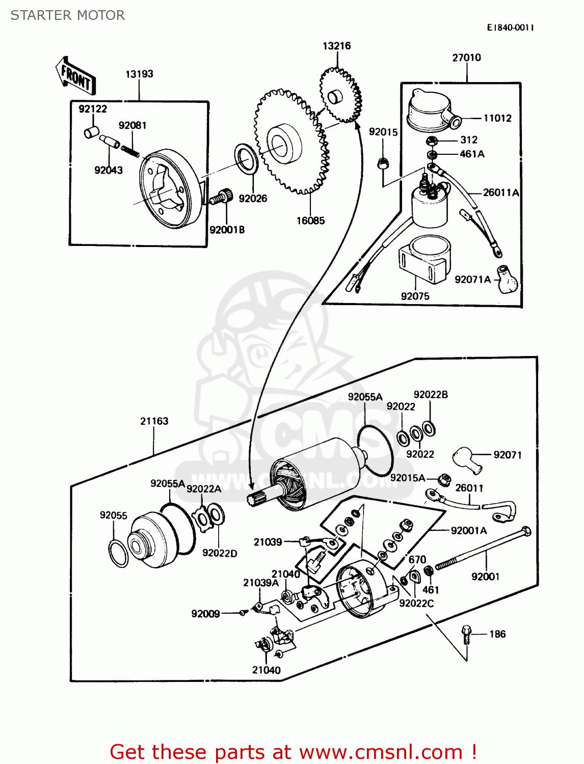 STARTER MOTOR KZ305B2 LTD305 1987 USA CALIFORNIA
