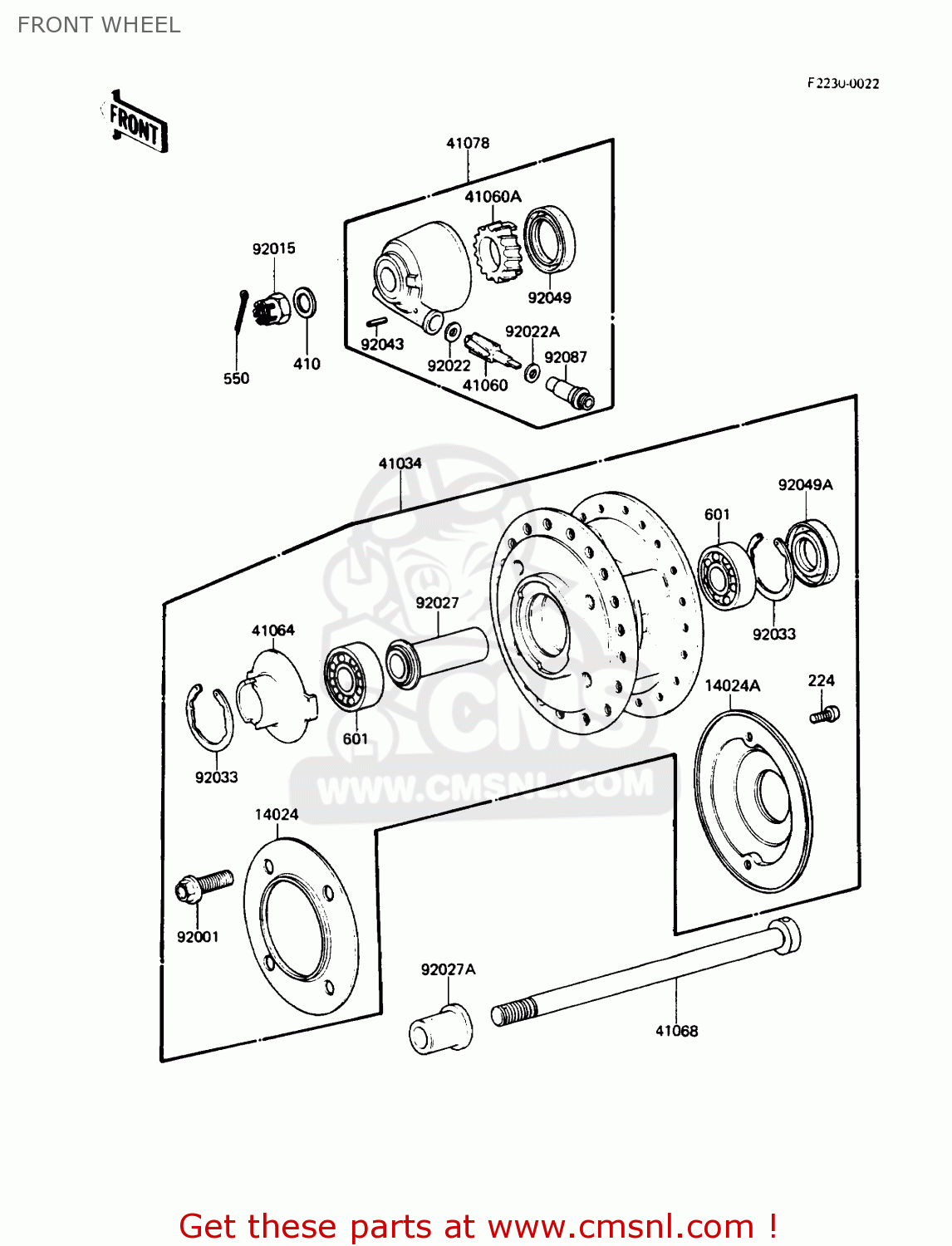 FRONT WHEEL KZ305B2 LTD305 1987 USA CALIFORNIA