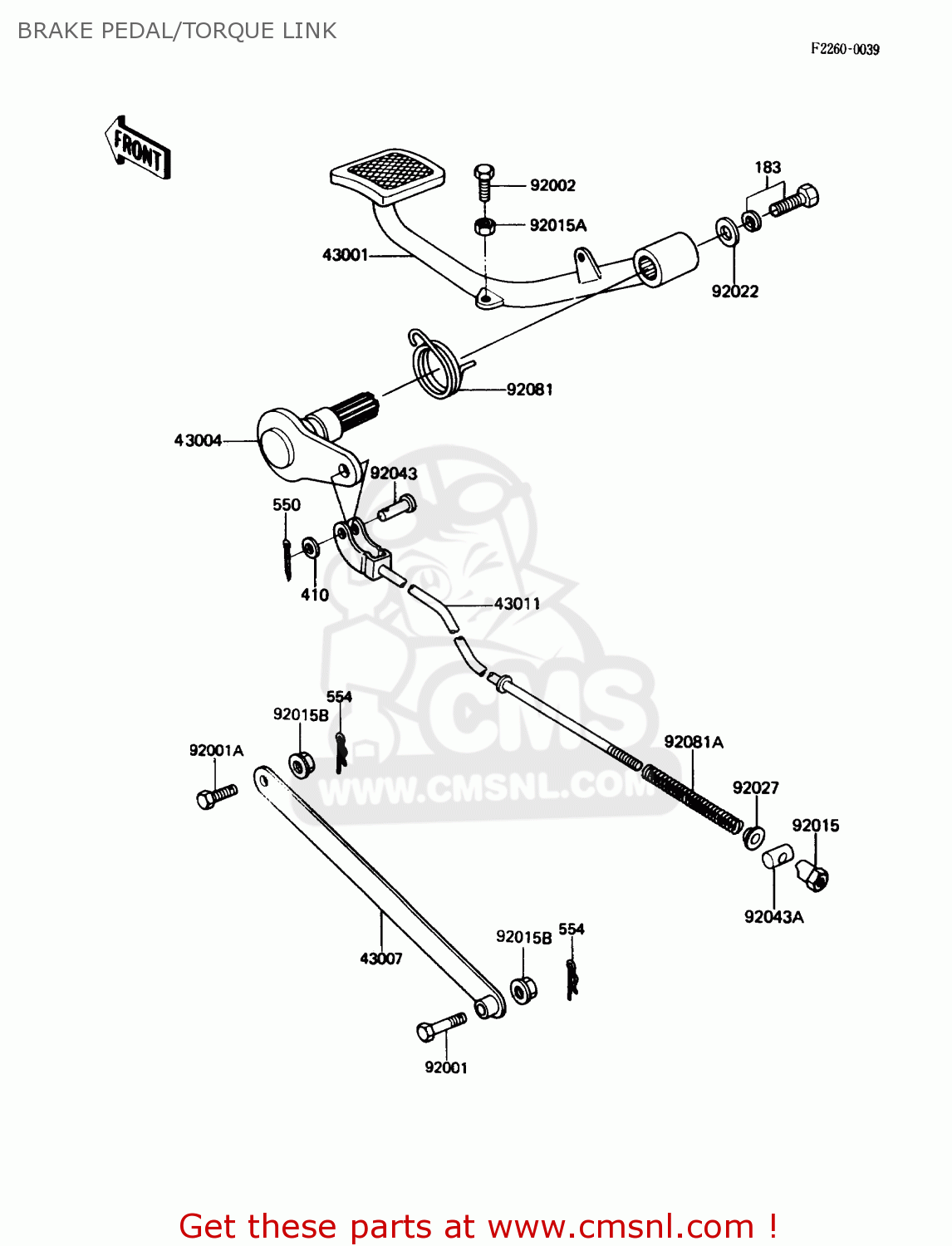 BRAKE PEDAL/TORQUE LINK KZ305B2 LTD305 1987 USA CALIFORNIA