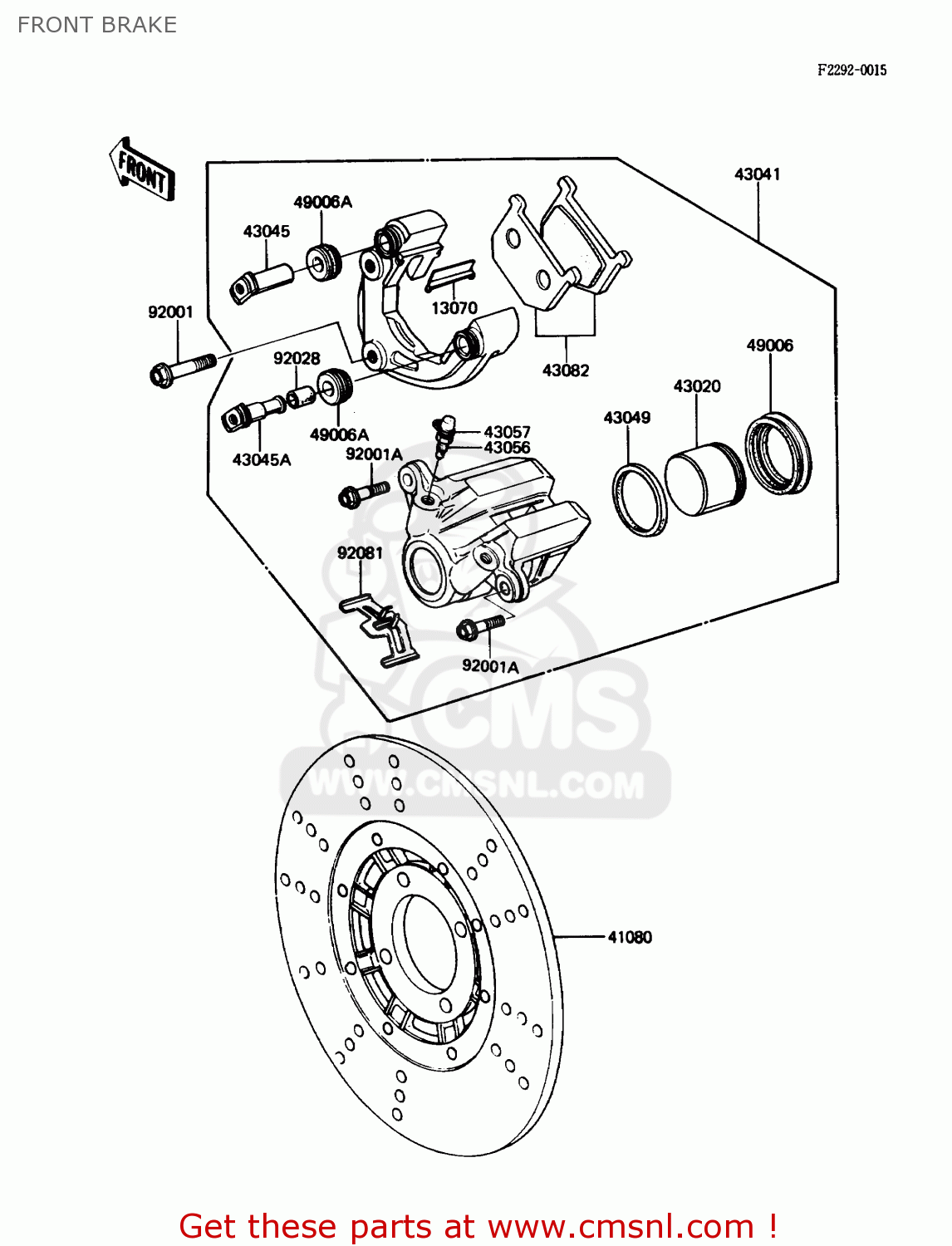 FRONT BRAKE KZ305B2 LTD305 1987 USA CALIFORNIA