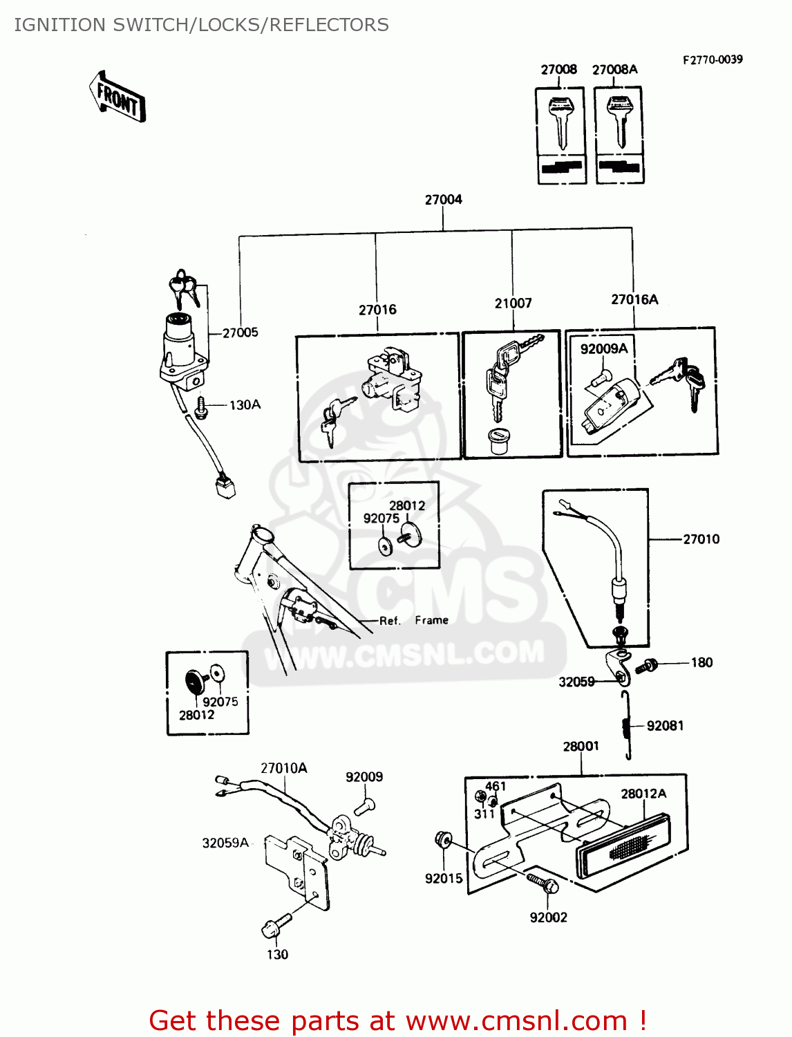 IGNITION SWITCH/LOCKS/REFLECTORS KZ305B2 LTD305 1987 USA CALIFORNIA