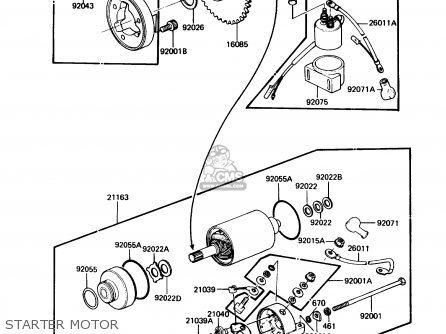 STARTER MOTOR - KZ305B2 LTD305 1987 USA CALIFORNIA